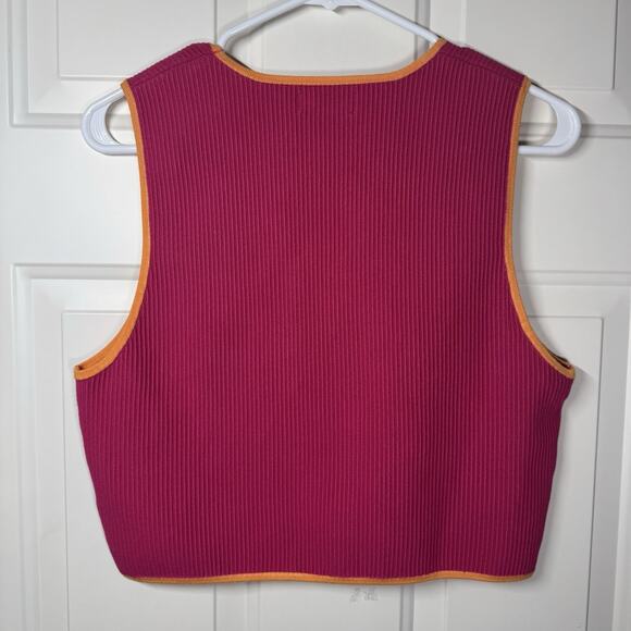 House of Harlow 1960 Tank Top Womens Medium Pink Orange Cropped Ribbed Y2K - Picture 5 of 5